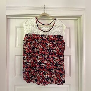 Papermoon Floral and Lace Sleeveless Top - Women’s Plus Size 1X